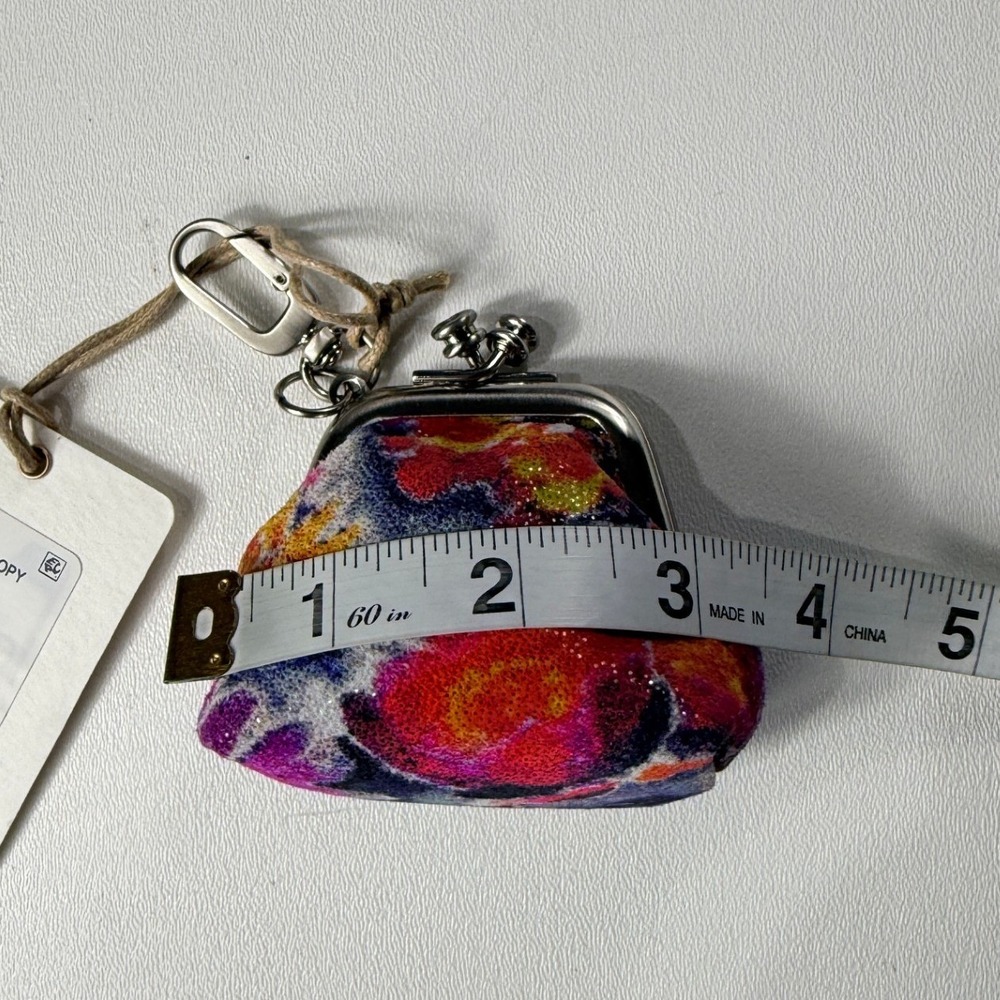 HOBO Run Poppy Floral Leather Kiss Lock Coin Purse Keychain VI-34021POPY New - Picture 3 of 10